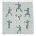 thumbnail image 3 of Ambesonne Kung Fu Shower Curtain, Yin Yang and Karate Poses, 69"Wx70"L, Sage Green Charcoal Grey, 3 of 3
