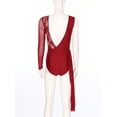 thumbnail image 6 of Zaldita Women's Gymnastics Leotard One Piece Sheer Mesh Long Sleeve Bodysuit Lyrical Ballet Dancewear Burgundy S, 6 of 6