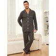 thumbnail image 4 of U2SKIIN Mens Pajama Sets, Ultra Soft Button Down Loungewear Long Sleeve Pjs Sets,(Dark Grey Mel.M), 4 of 5