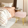 thumbnail image 4 of Hofitlead Ottoman Square Footstool, with Gold Legs Faux Mink Vanity Modern Stool，Upholstered Seat，Pink, 4 of 8