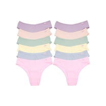 Angelina Ribbed Knit High-Cut Cheeky Bikini Panties (12-Pack)