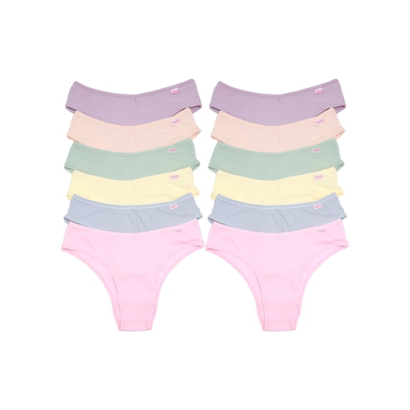 Angelina Ribbed Knit High-Cut Cheeky Bikini Panties (12-Pack)