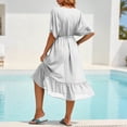 thumbnail image 4 of Women's Swimwear Cover Ups Chiffon Short Sleeve Swimsuit Cardigan Cover up Long Flowy Beachwear Open Front Dresses, 4 of 8