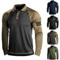 thumbnail image 2 of CENL Mens Casual Long Sleeve Shirt Slim Button Collar Sports T Shirt Muscle Tops Tee, 2 of 9