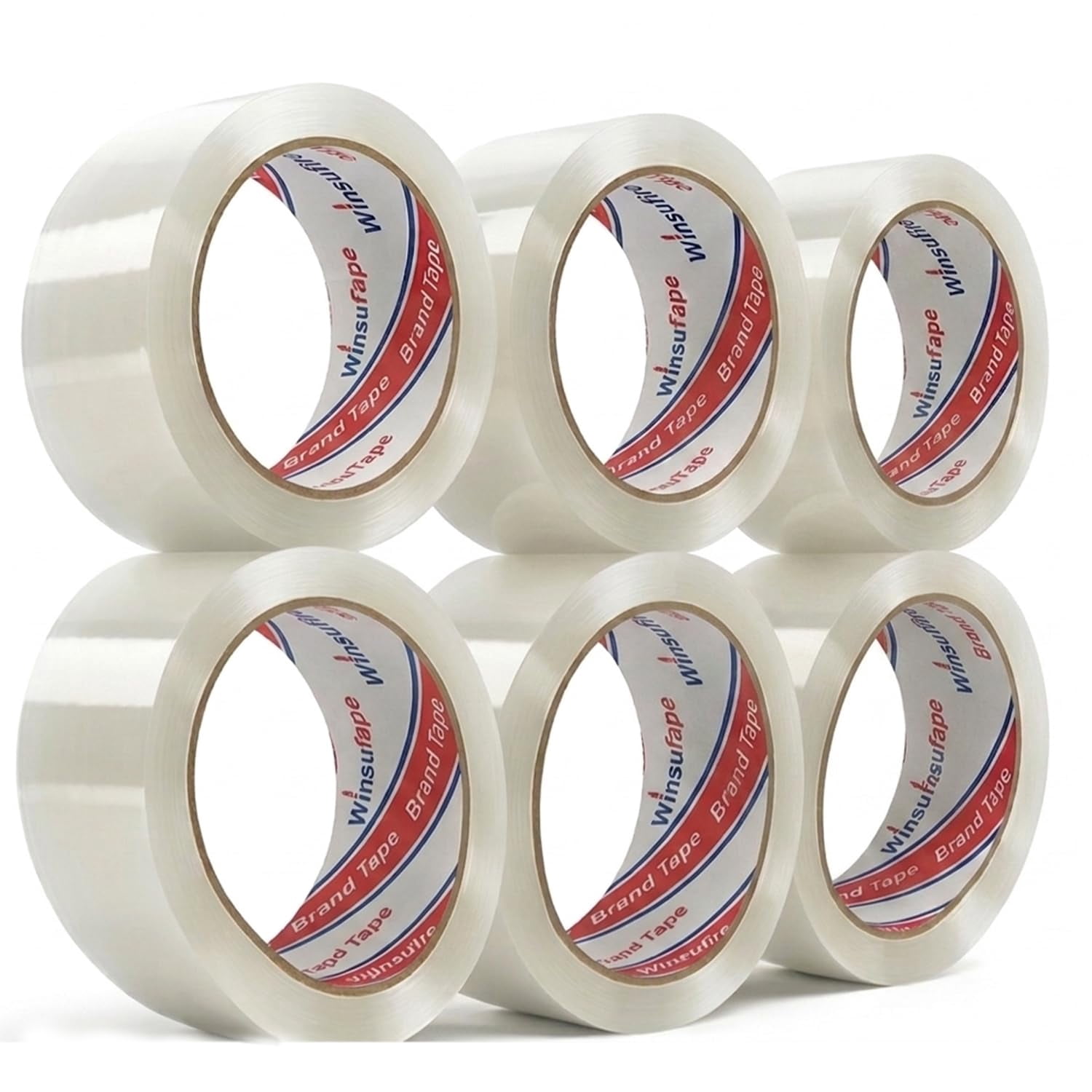 Heavy-duty packing tape, for transportation, moving, and box sealing, transparent packing tape, total length 390 yards, 1.88 inch 65 yards, 6 rolls, packing tape