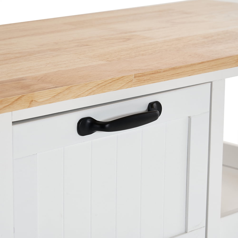 Kadyn Kitchen Island Cart, Moveable Kitchen Cart with Three Drawers and Three Layers Black Handle, Rolling Bar Cart for Home, White Kadyn Kitchen Island Cart, Moveable Kitchen Cart with Three Drawers and Three Layers Black Handle, Rolling Bar Cart for Home, White