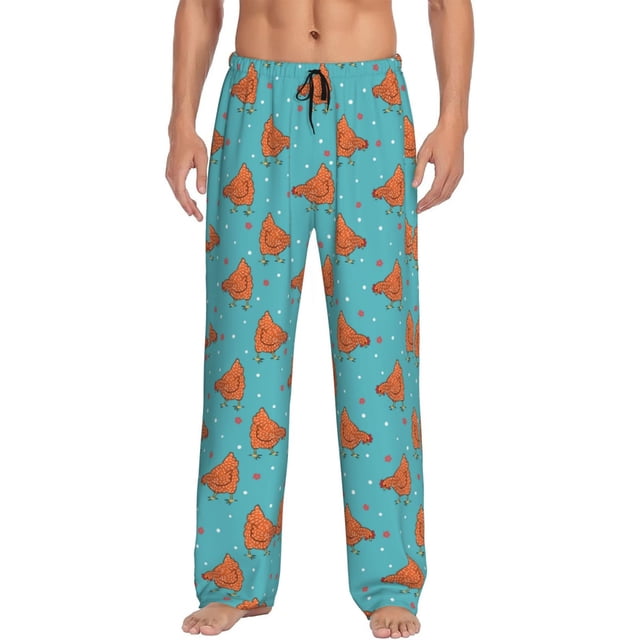 Balery Funny Chicken Pantalones de pijama para hombre, pijama ultraligero, pantalón de descanso-Medium