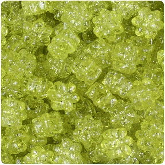 BeadTin Yellow Sparkle 13mm Flower Pony Beads (250pcs)