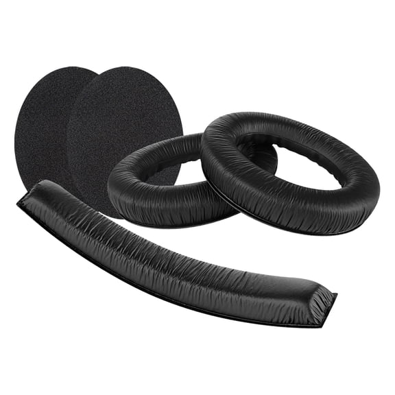 Geekria QuickFit Leatherette Ear Pads and Headband Pad Set Compatible with Sennheiser HD 380/ 380 Pro, PC350, Game Zero Headphones, Repair Parts Suit (Black)