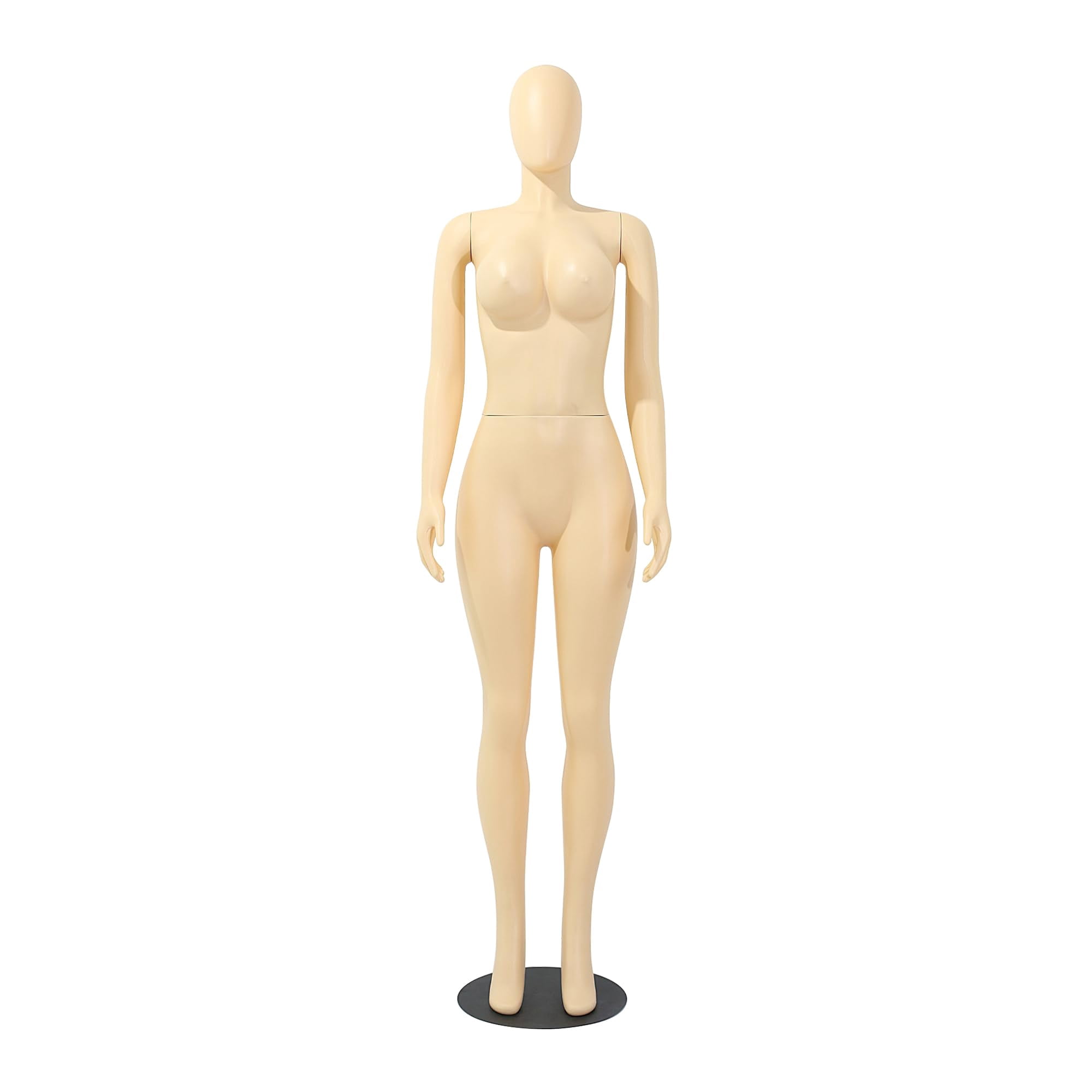 70" Full Body Female Mannequin, Lifelike Human Body Model, Brazilian Style Display Mannequin with Adjustable Arms - Removable Torso Stand - Metal Base for Sewing Fashion Showroom or Retail