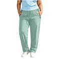 thumbnail image 2 of Utoimkio Women's Plus Size Straight Leg Athletic Pants,Drawstring Elastic Waist Workout Trousers with Zipper Side Pockets, 2 of 6