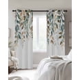thumbnail image 3 of Green Brown Botanical Blackout Curtains 63 Inches Long for Bedroom, Farmhouse Eucalyptus Leaves Thermal Insulated Room Darkening Black Out Window Curtain Panels Grommet Drapes for Living Room, 3 of 8