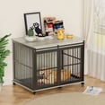 thumbnail image 2 of Furniture dog crate sliding iron door dog crate with mat. (Grey,43.7''W x 30''D x 33.7''H), 2 of 9