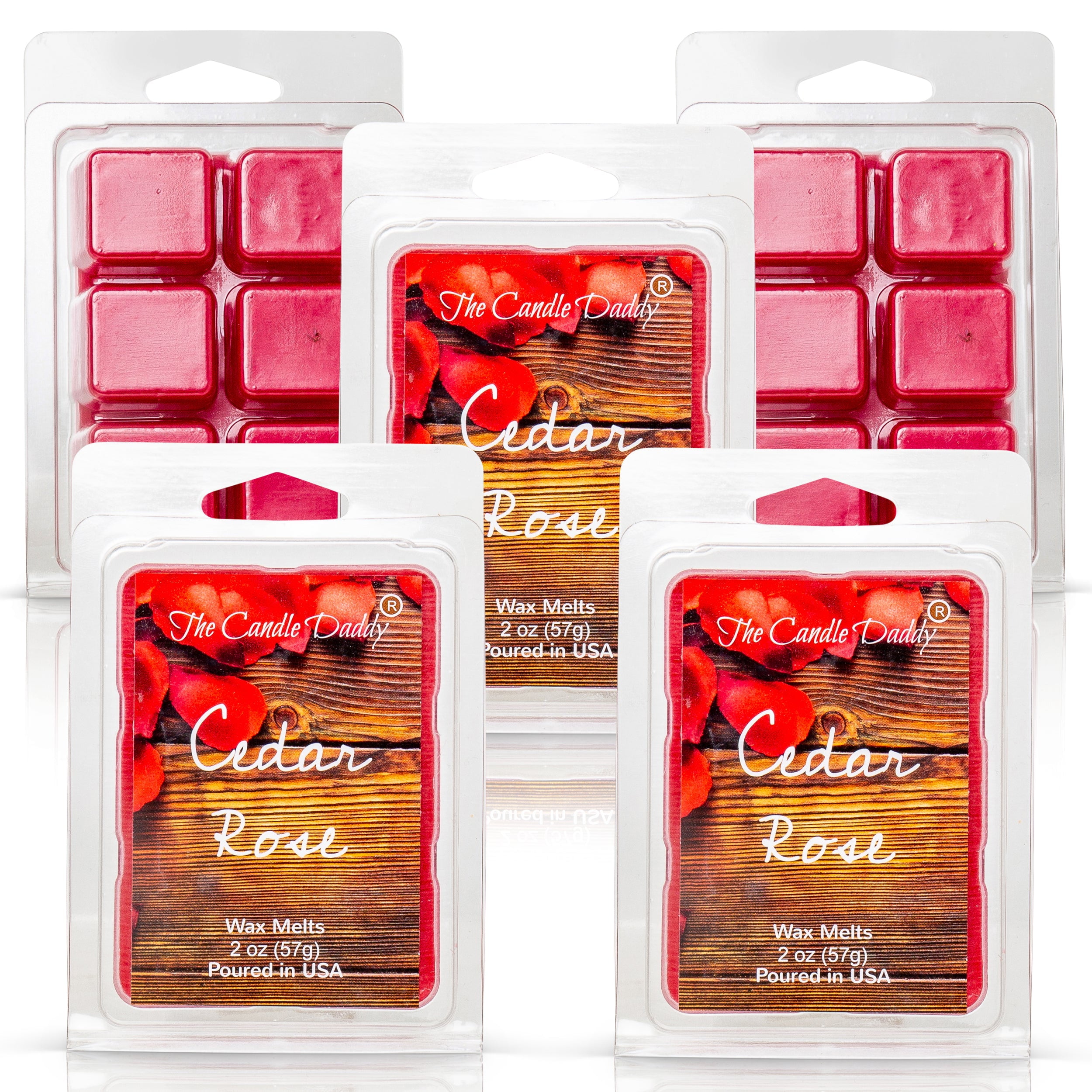 Cedar Rose - Floral Cedar Rose Champagne Scented Melt- Maximum Scent Wax Cubes/Melts- 1 Pack -2 Ounces- 6 Cubes