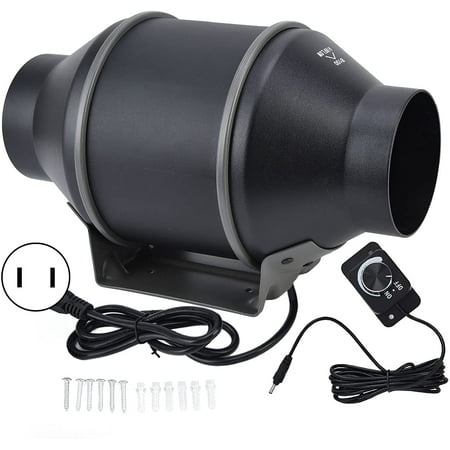 Inline Duct Fan, 4 Inch 205 CFM Ventilation Exhaust Fan to Eliminate