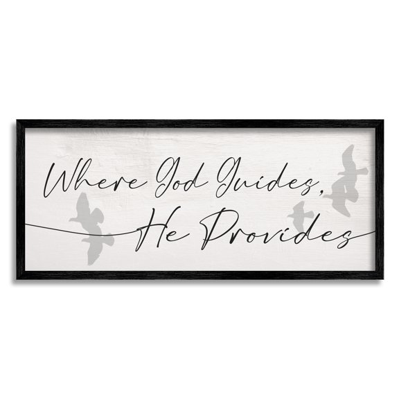 Stupell Industries God Guides He Provides Spiritual Proverb Flying Doves, 13 x 30, Designed by Daphne Polselli