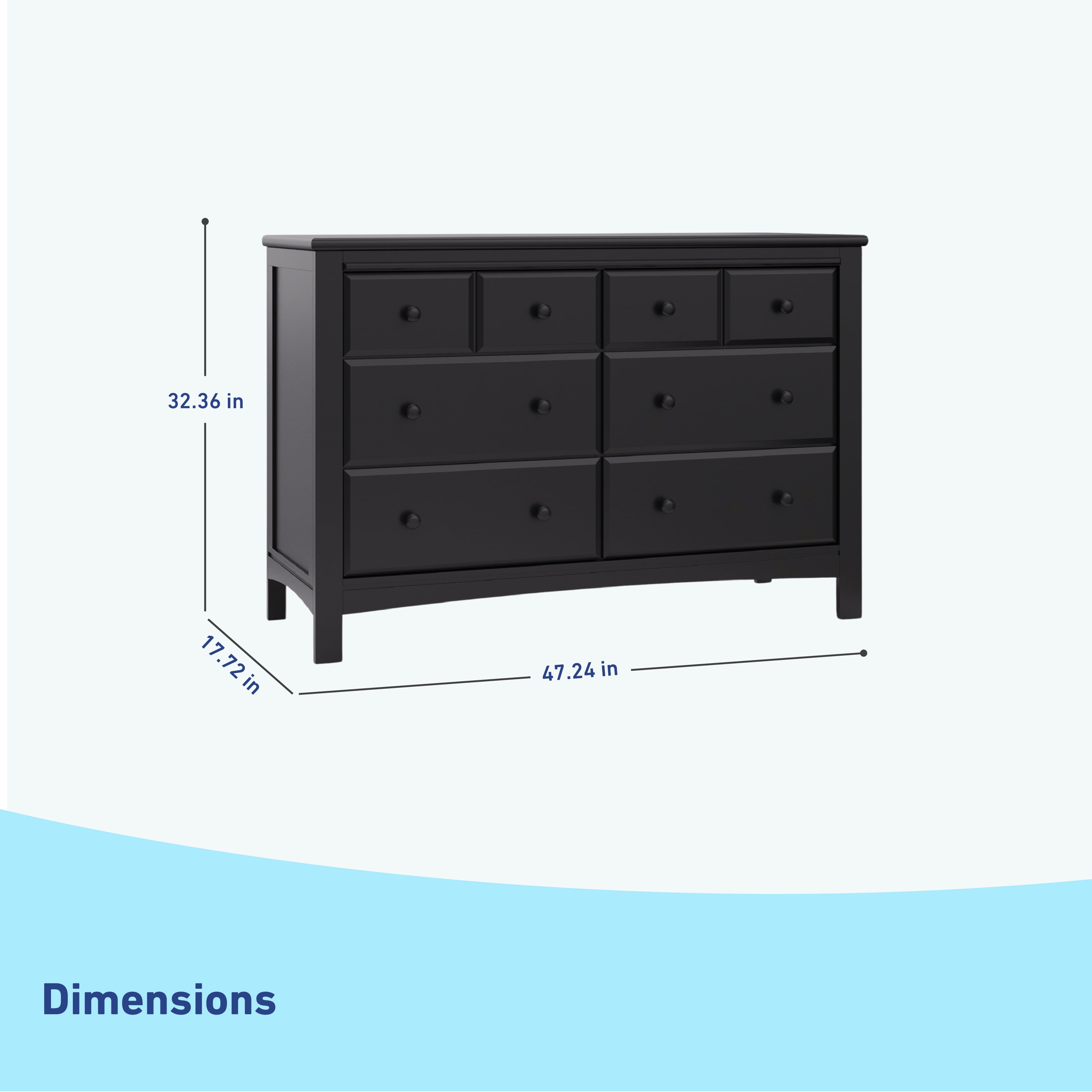 Graco Benton 6 Drawer Nursery Double Dresser, Black