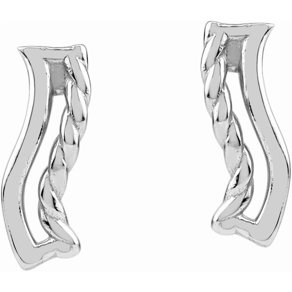 White Gold Plated 925 Sterling Silver Minimalist Trendy Chic Rope Stud Post Earrings Jewelry for Women[w264]