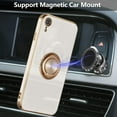 thumbnail image 4 of Electroplated Magnetic Ring Holder Case for iPhone XR, 360 Degree with Rotation Metal Finger Ring Holder Magnet Car Holder Soft Silicone Shockproof Cover for iPhone XR - White, 4 of 15
