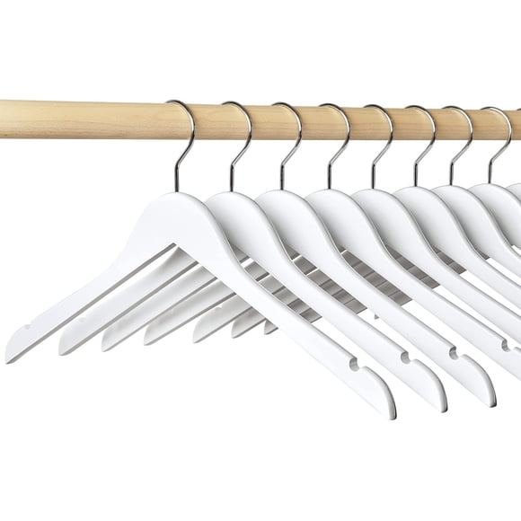 Perchas de madera Amber Home White, paquete de 10 unidades, para camisa y vestido