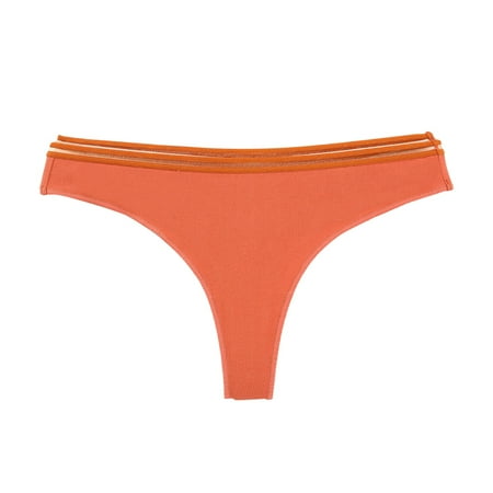 YOTMKGDO Ladies Underwear Panties  Plus Size and Comfortable Cotton Seamless Women S Low Rise Thong Underwear (Orange  XL)
