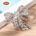 thumbnail image 3 of 2pcs Brillant Strass Arc Forme Broche Alliage Collier Pin Vêtements Accessoire Bijoux Cadeau, 3 of 12