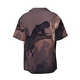 thumbnail image 6 of Lsque Dinosaur Moonlit Forest print Men's Cuban Collar Short Sleeve Shirt Summer Beachwear Casual Button Down Fashionable Vacation Leisure Shirt-3X-Large, 6 of 7