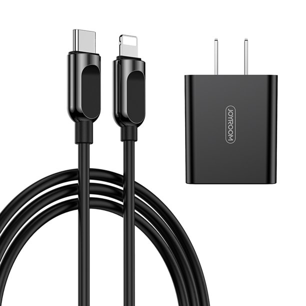 Adaptador de cargador Joyroom 2 en 1 y juego de cables de carga Adaptador de cargador PD rápido de 18 W Cargadores de viaje de carga rápida Adaptador de EE. UU.