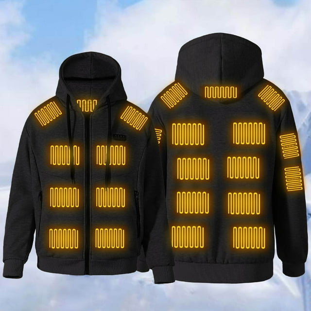 MHFRRA Sudadera con Capucha Gruesa de Color Sólido con Calefacción Inteligente para Hombres y Mujeres, Chaqueta Cálida para Exteriores con Temperatura constante Negro
