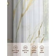 thumbnail image 6 of White Gold Modern Sheer Curtains 96 Inch Length 2 Panels Set, Abstract Vintage Marble Geometric Voile Window Treatment Semi Sheer Long Curtains Drapes for Bedroom/Living Room/Kitchen 52"x96"x2, 6 of 7