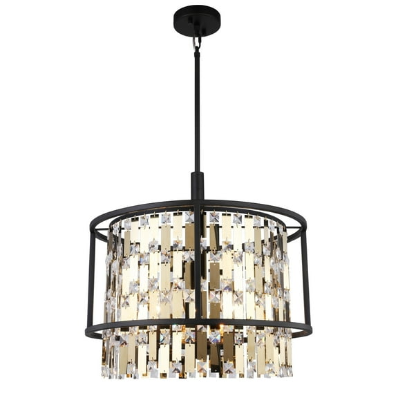 Woodbridge Lighting Cascade 5-light Steel & Glass Drum Pendant in Bronze