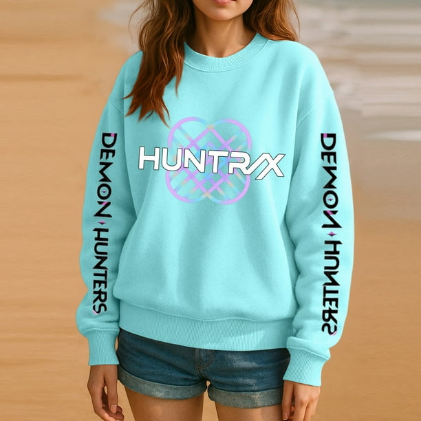 Pop cazadora para niña T-Shirt | Demo-n Hunters Team Cute Cartoon Design|HUNTR/X Rumi,Mire Zoeyy Kids Long Sleeve Sweatshirt,Comfortable Relaxed Fit Tee for Women, Girls, Daily Lounge Wear