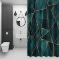 thumbnail image 4 of Geometric Pattern Shower Curtain for Bathroom Decor, Dark Green Triangle Collage Art Waterproof Fabric Shower Curtain, 54"x78" Set with 12 Hooks, 4 of 9