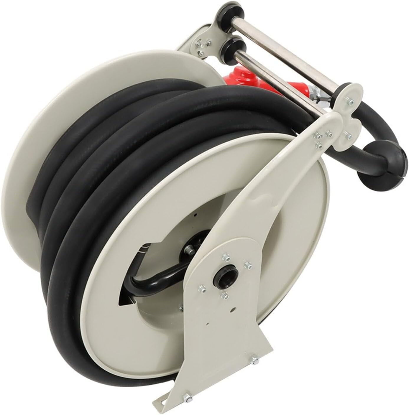 Handdo 1 Inch x 50 Ft Diesel Fuel Hose Reel with Fuel Nozzle Heavy Duty Steel Retractable Hose Reel