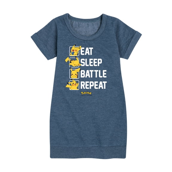 Pokémon - Eat Sleep Battle Repeat - Youth Girls Fleece Dress