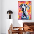 thumbnail image 4 of Great Dane Dog Flower Canvas Painting Colorfull Canvas Art Prints Bathroom Artwork for Wall Living Room Bedroom Bathroom Wall Art Framed Art Wall Decor 1 inch, 4 of 5
