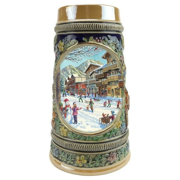 Oktoberfest Haus Multicolor Ceramic Winter in Germany Beer Stein 0.5L