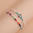 thumbnail image 3 of Visland 2 Pcs Beach Bead Anklet Colorful Rainbow Color Turtle Pendant Bohemian Style Stackable Beaded Anklets Summer Vacation Jewelry, 3 of 7