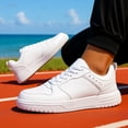 thumbnail image 2 of Men's Lightweight Lace-Up Casual Sneakers - Fashionable Solid White Low-Top Skate Shoes with Anti-Slip Durable EVA Soles, Solid-Color Microfiber Upper and Fabric Lining, Round-Toe Casual Running, 2 of 6