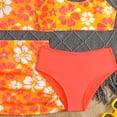thumbnail image 6 of BOBOGOJP Girls 4 Swimsuit Set Print Bathing Suit with Quick Dry Modest Beach Swimwear Orange for Size 9-10 Years, 6 of 6