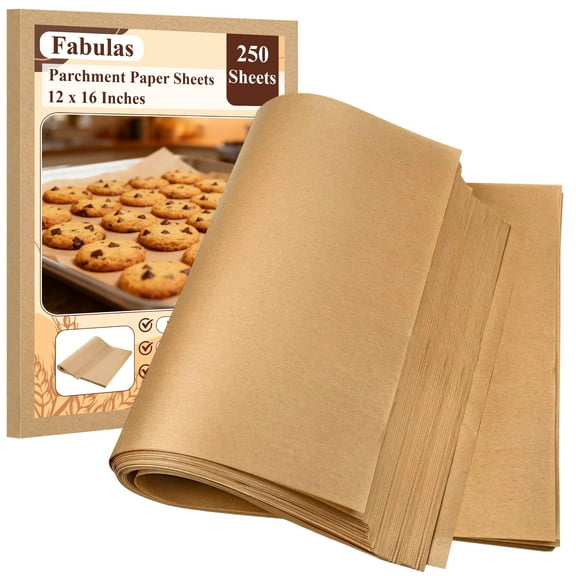 Fabulas Parchment Paper Sheets for Baking 12x16 Inch, 250 Pcs Unbleached Non-Stick Precut Baking Paper for Oven, Air Fryer, Grilling, Cooking & Steaming