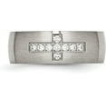thumbnail image 5 of Chisel Stainless Steel Brushed with CZ Cross 8mm Band - Ring Size 9.5, 5 of 8
