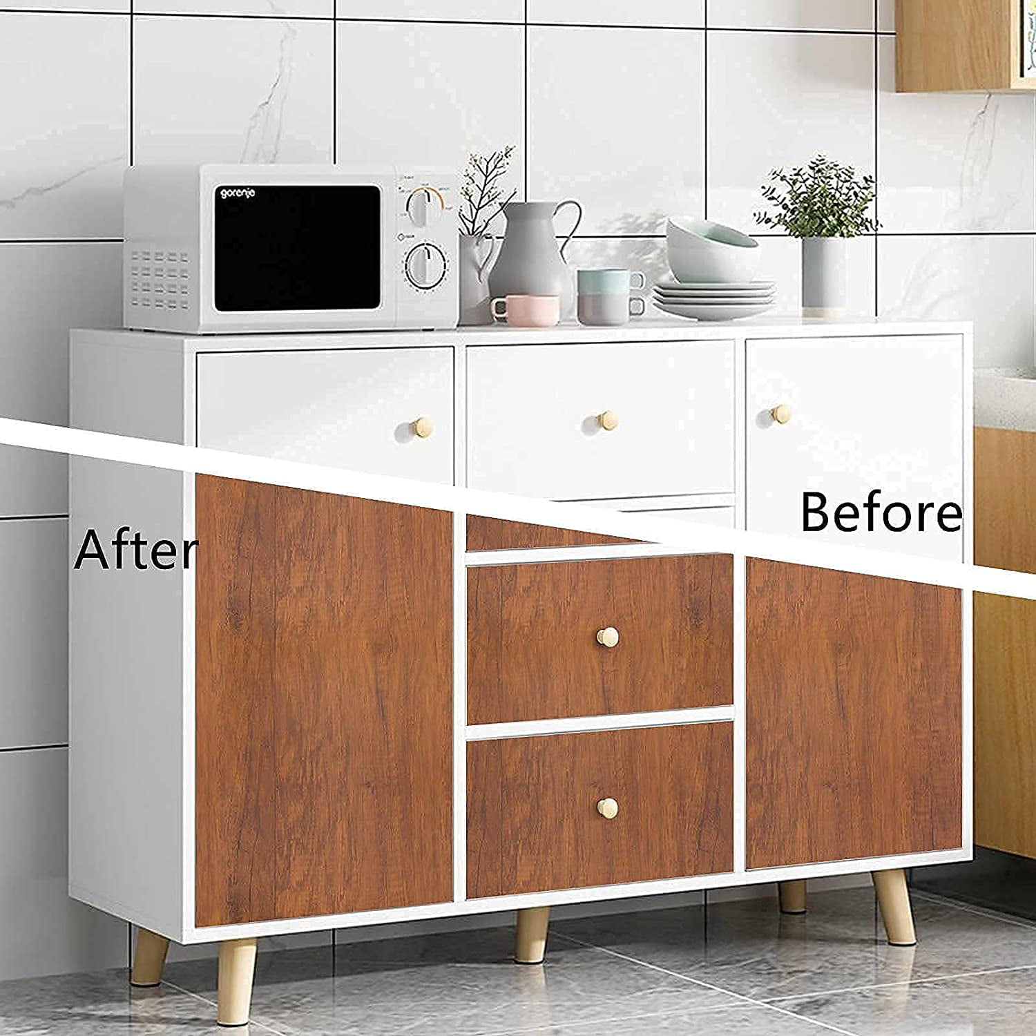 Wood Wallpaper Wood Grain Peel and Stick Wallpaper 17.7" x 118" Brown Self-Adhesive Wood Contact Paper for Kitchen Living Room Home Decoration