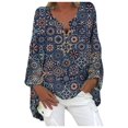 thumbnail image 2 of Blouse Ample à Imprimé Bohème pour Femme, Manches Longues, Col en V, Chemise Ample, 2 of 5