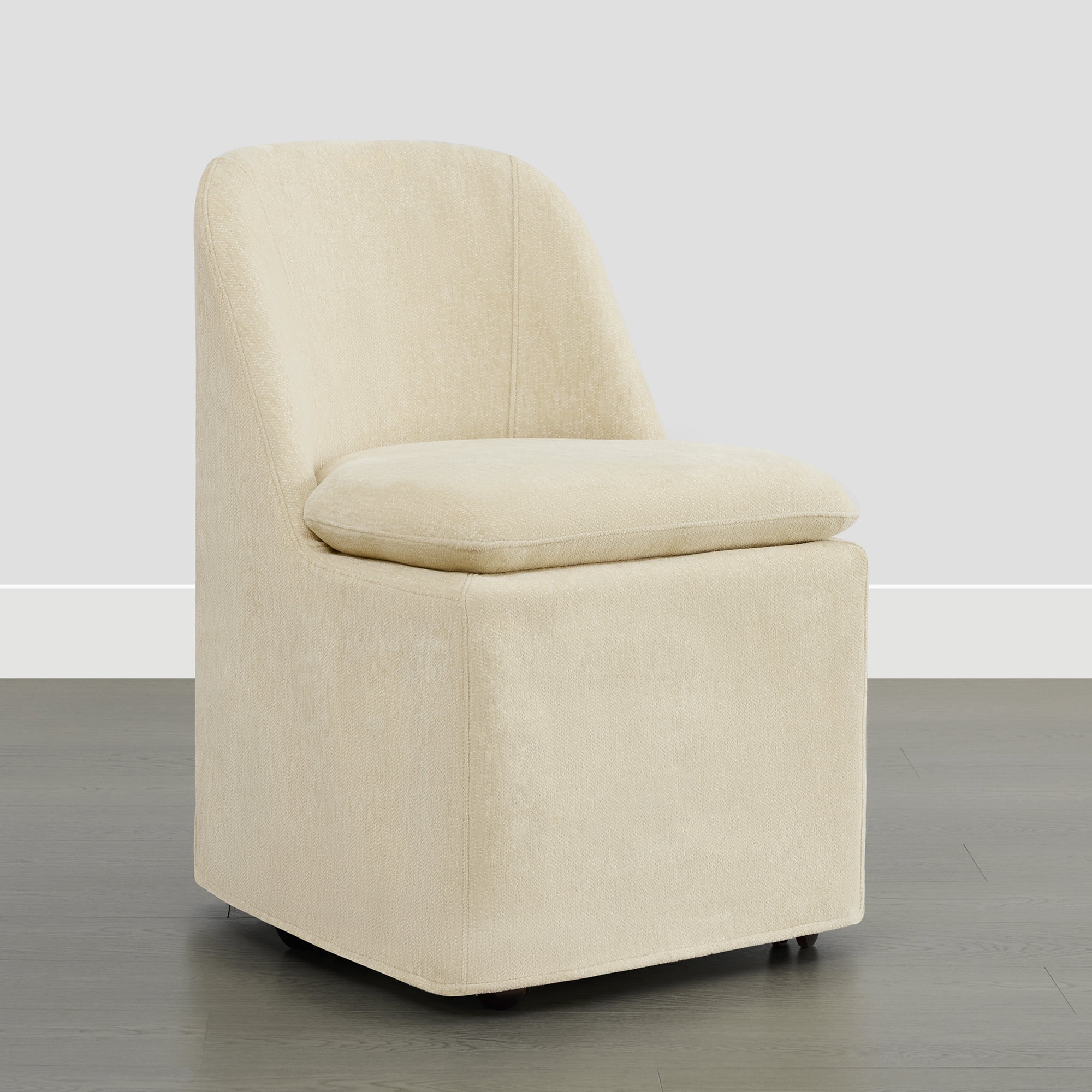 Spruce & Spring Slipcover Dining Chair with Upholstery and Hidden Casters Set of 2, Sand