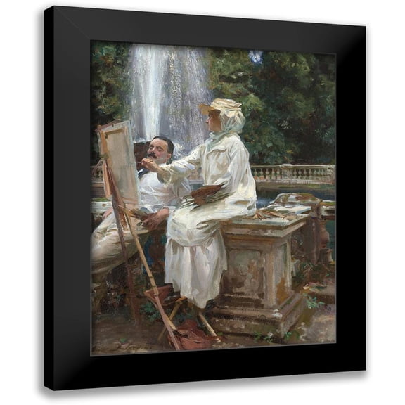 Sargent, John Singer 12x14 Black Modern Framed Museum Art Print Titled - The Fountain, Villa Torlonia, Frascati, Italy