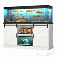 thumbnail image 4 of Blotout Farmhouse 75-120 Gallon Fish Tank Stand with Power Outlet, 59"Aquarium Stand with Storage/Sliding Barn Door, Heavy Duty Tank Stand for 2 Fish Tank/Reptile Terrarium, 1200lbs Capacity,White, 4 of 8