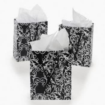 Small Black & White Wedding Gift Bags (1 dozen) - Bulk [Toy]