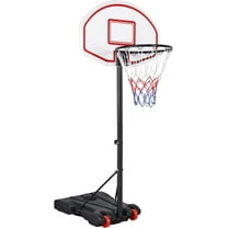 PINDEE Portable Basketball Hoop for Kids & Youth - Indoor/Outdoor Basketball Goal Stand with 6.4-8.2ft Height Adjustable - Shatterproof Backboard, Sturdy Base, and Easy Assembly for Home Playgrounds