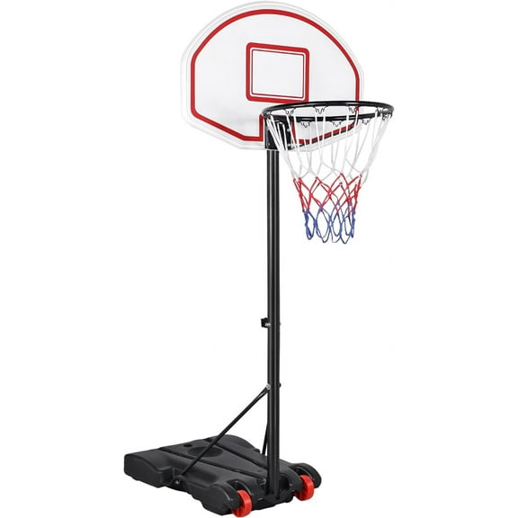 BOBOKY Height Adjustable Portable Basketball Hoop System for Kids Adults 6.4ft-8.2ft Outdoor Indoor Backboard Goal Post with Wheels Base Stand.